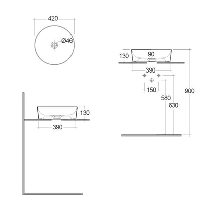 Νιπτήρας Skin Blush Concrete Grey 42x42cm